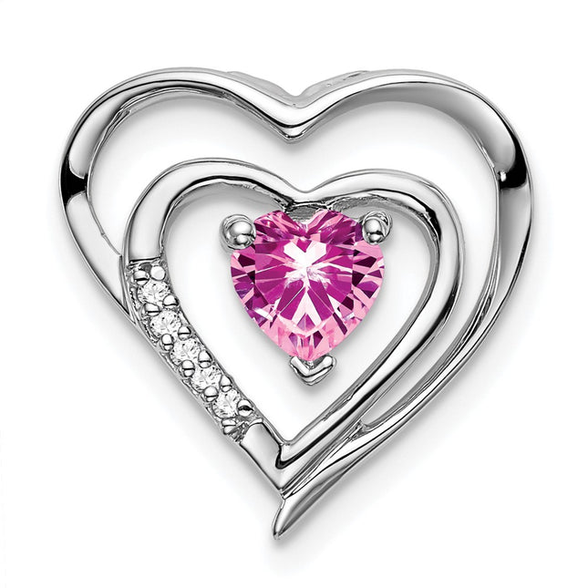 14K white gold diamond heart pendant