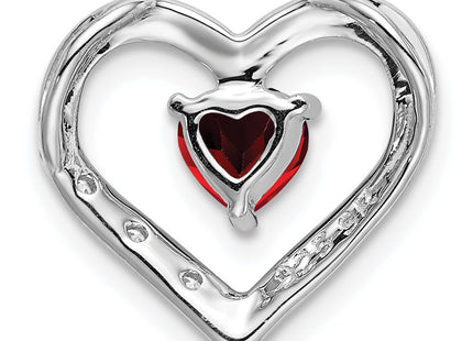 14K white gold diamond heart pendant, further view
