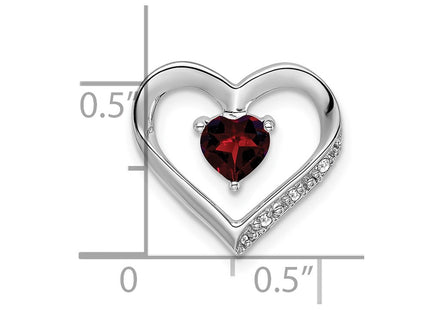 14K white gold diamond heart pendant, another view