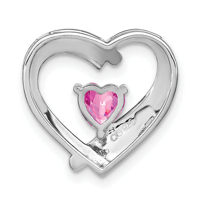 Sterling Silver Rhod-plated Created Pink Sapphire/Diamond Pendant, 16 x 16.16mm