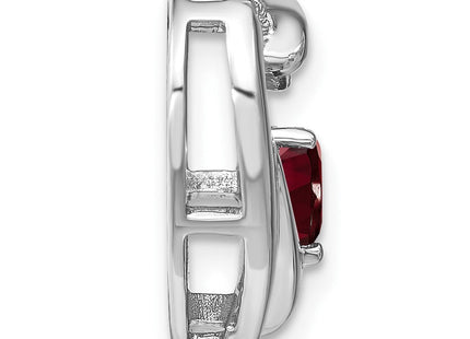 Sterling Silver Rhodium-plated Garnet and Diamond Pendant (Style PM7018-GA-005-SSA)
