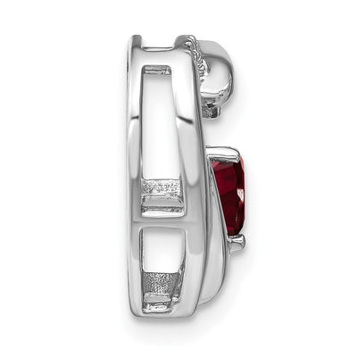Sterling Silver Rhodium-plated Garnet and Diamond Pendant, 16 x 16.16mm