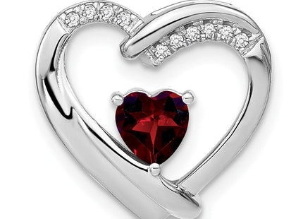 Sterling Silver Rhodium-plated Garnet and Diamond Pendant (Style PM7018-GA-005-SSA)