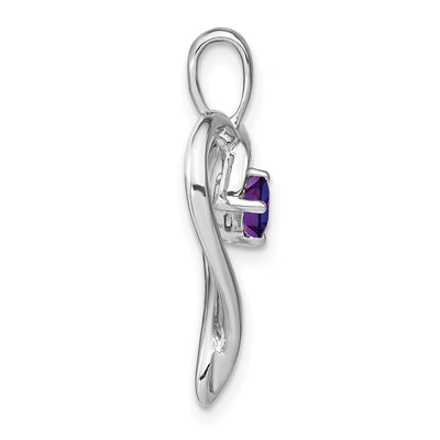 14K White Gold Amethyst Heart Pendant