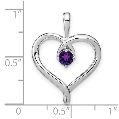 14K White Gold Amethyst Heart Pendant