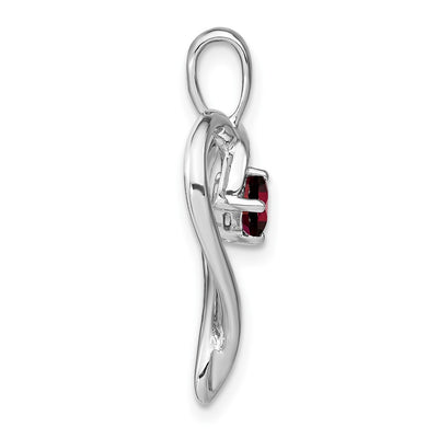 14K White Gold Garnet Heart Pendant