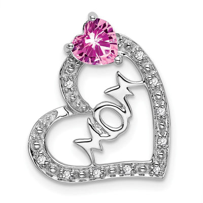 14K white gold diamond heart pendant