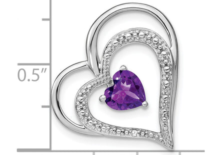 14K white gold diamond heart chain, alternate view