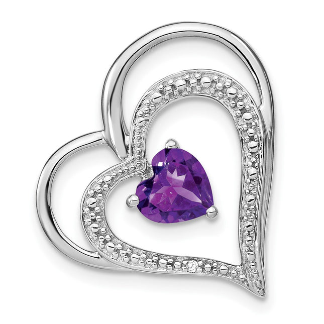 14K white gold diamond heart chain
