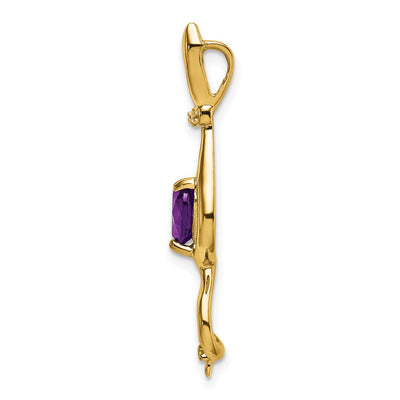14K Amethyst and Diamond Cat Pendant
