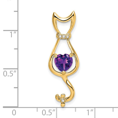 14K Amethyst and Diamond Cat Pendant