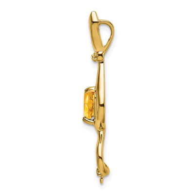 14K Citrine and Diamond Cat Pendant