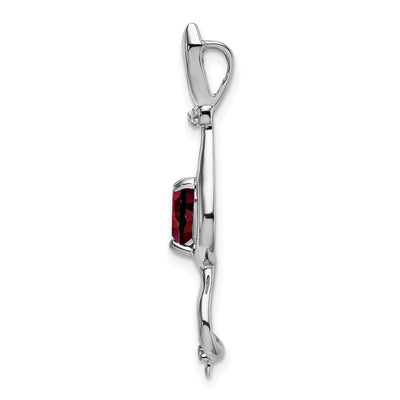 14K White Gold Garnet and Diamond Cat Pendant