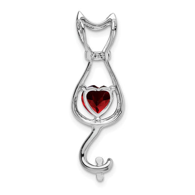14K White Gold Garnet and Diamond Cat Pendant