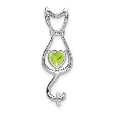 14K White Gold Peridot and Diamond Cat Pendant