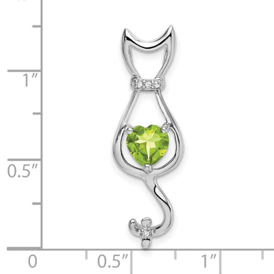 14K White Gold Peridot and Diamond Cat Pendant