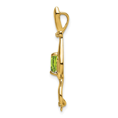 14K Peridot and Diamond Cat Pendant