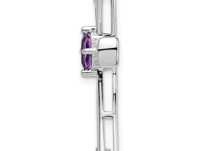 14k White Gold Amethyst and Diamond Cross Chain Slide (Style PM7031-AM-005-WA)
