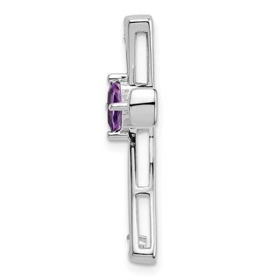 14K White Gold Amethyst and Diamond Cross Chain Slide, 26.75 x 20mm