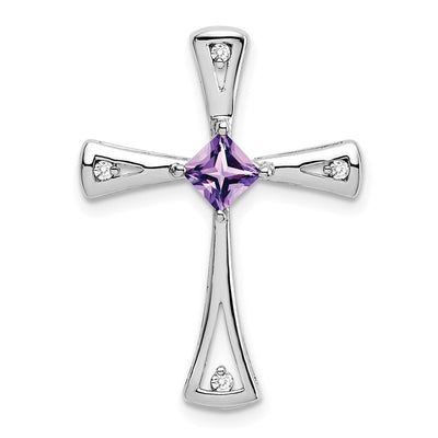 14K white gold diamond cross chain