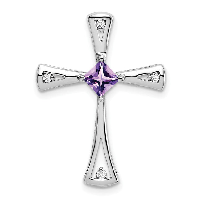 14K white gold diamond cross chain