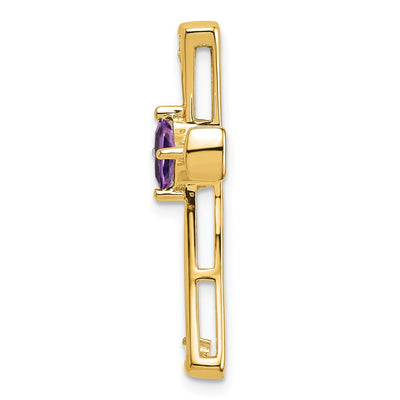 14K Amethyst and Diamond Cross Chain Slide