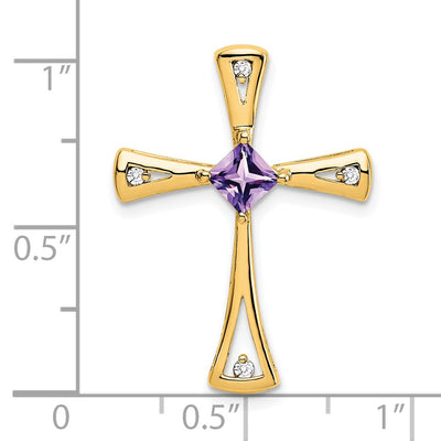 14K Amethyst and Diamond Cross Chain Slide