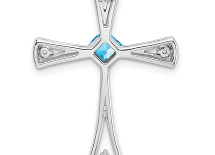 14K white gold diamond cross chain, further view