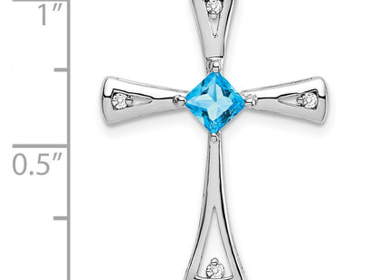 14K white gold diamond cross chain, another view