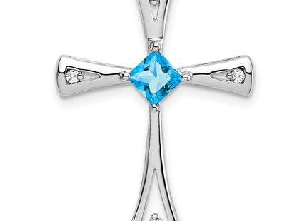 14K white gold diamond cross chain