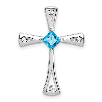 14K white gold diamond cross chain