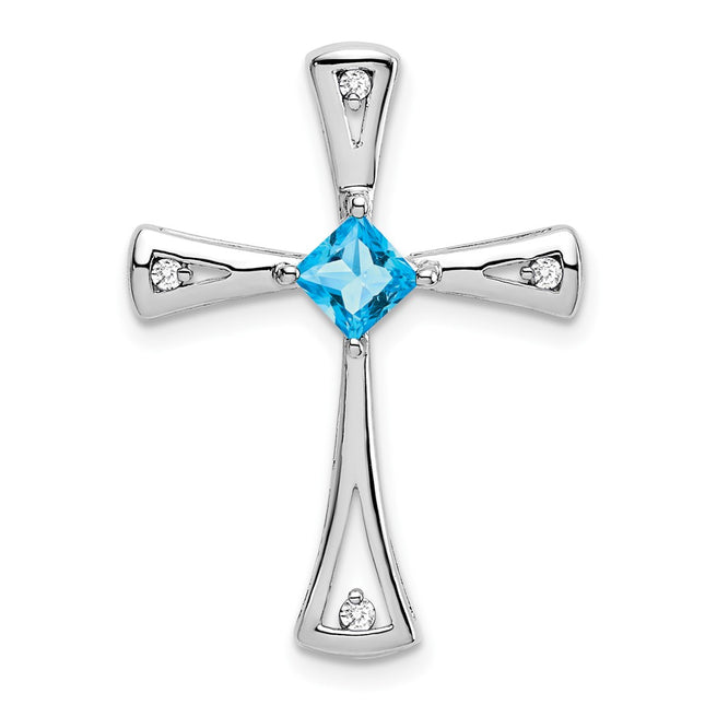 14K white gold diamond cross chain