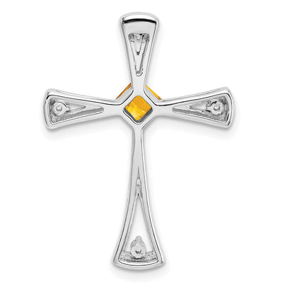 14K White Gold Citrine and Diamond Cross Chain Slide, 26.75 x 20mm