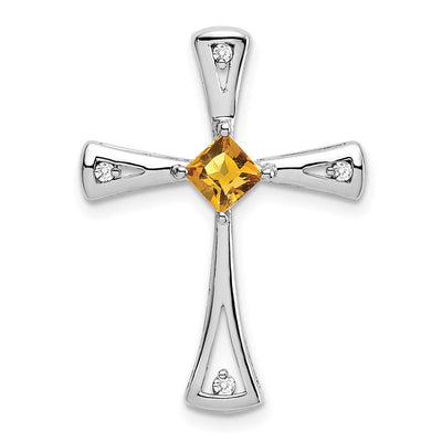 14K white gold diamond cross chain