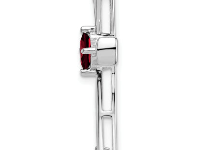 14k White Gold Garnet and Diamond Cross Chain Slide, 26.75 x 20mm