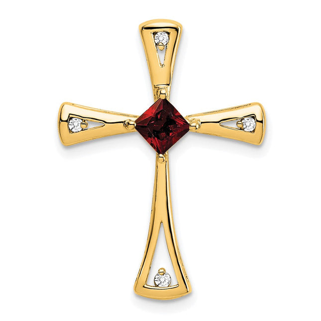 14K white gold diamond cross chain