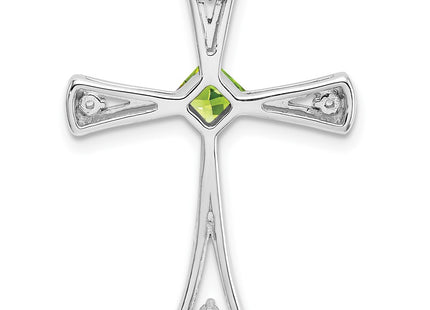 14K white gold diamond cross chain, further view