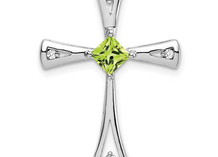14K white gold diamond cross chain