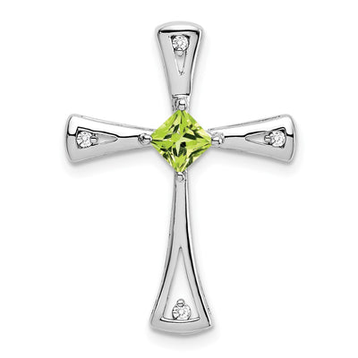 14K white gold diamond cross chain