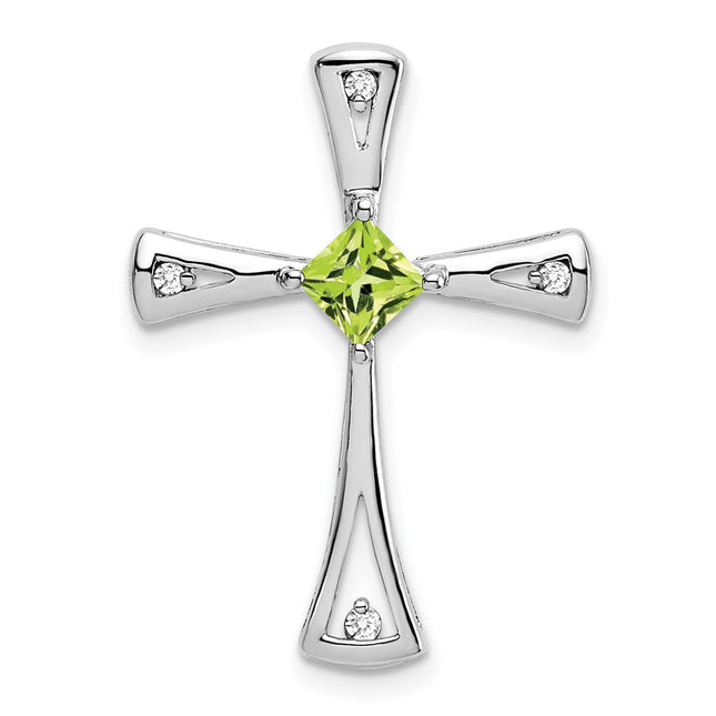 14K white gold diamond cross chain