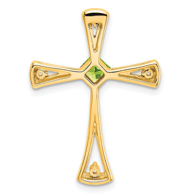 14K Peridot and Diamond Cross Chain Slide