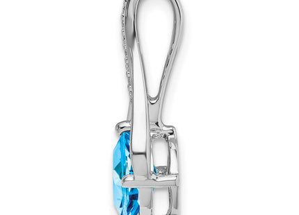 14k White Gold Blue Topaz and Diamond Pendant (Style PM7032-BT-002-WA)