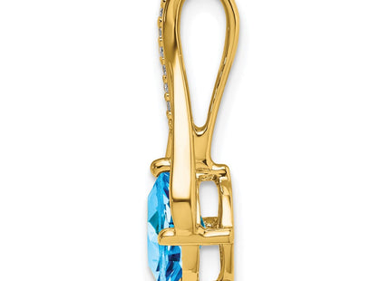 14K Cushion Blue Topaz and Diamond Pendant Fits up to 4mm Fancy Omega Only, view 2