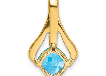 14K Cushion Blue Topaz and Diamond Pendant Fits up to 4mm Fancy Omega Only, view 4