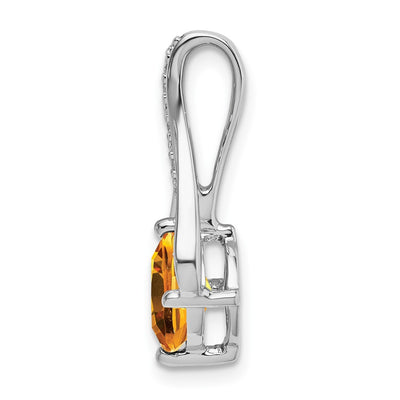 14K White Gold Citrine and Diamond Pendant, 22 x 12.4mm