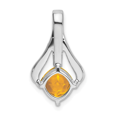 14K White Gold Citrine and Diamond Pendant, 22 x 12.4mm
