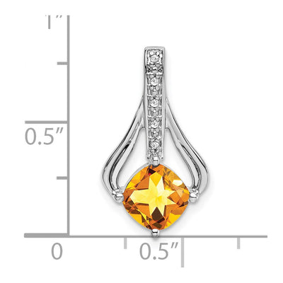 14K White Gold Citrine and Diamond Pendant, 22 x 12.4mm