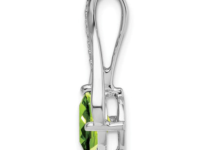 14k White Gold Peridot and Diamond Pendant (Style PM7032)