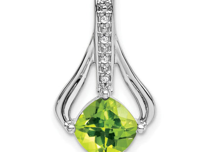 14k White Gold Peridot and Diamond Pendant (Style PM7032)