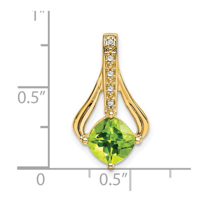 14K Peridot and Diamond Pendant, 22 x 12.4mm